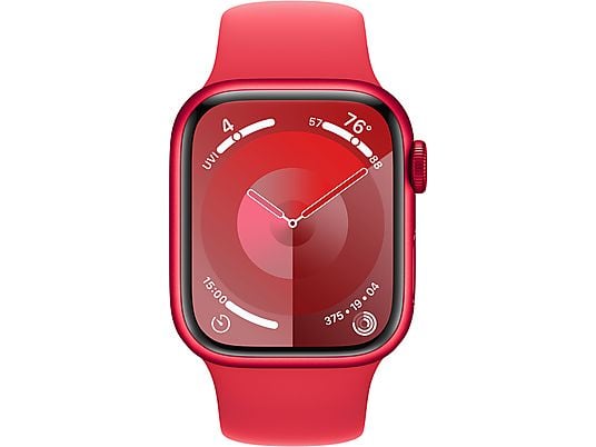 APPLE Watch Series 9 (GPS + Cellular, alluminio) 41 mm - Smartwatch (M/L 150-200 mm, fluoroelastomero, (PRODUCT)RED/(PRODUCT)RED)