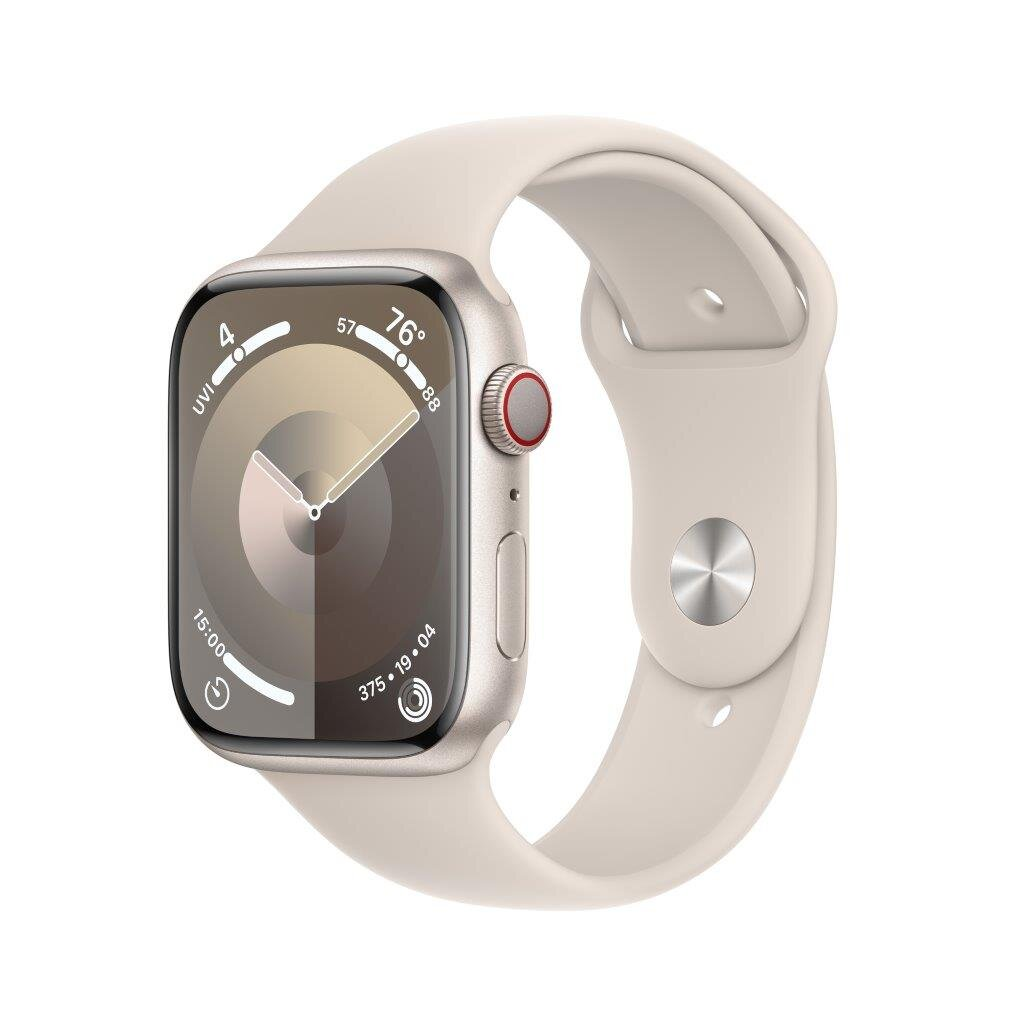 Smartwatch APPLE Watch Series 9 GPS + Cellular 45mm z aluminium w kolorze księżycowej poświaty z paskiem sportowym S/M MRM83QP/A
