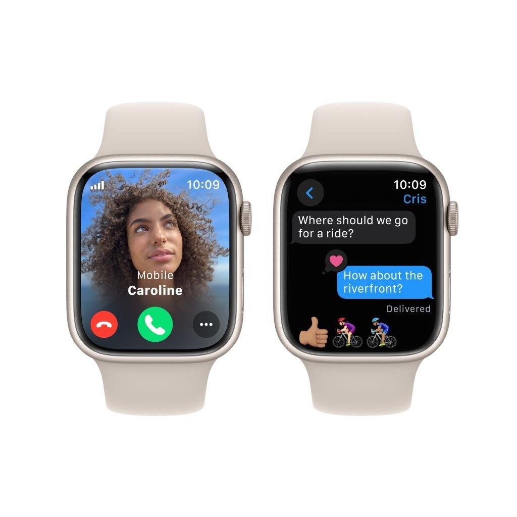 Smartwatch APPLE Watch Series 9 GPS + Cellular 45mm z aluminium w kolorze księżycowej poświaty z paskiem sportowym S/M MRM83QP/A