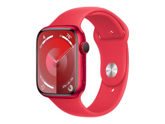 APPLE Watch Series 9 (GPS + Cellular, alluminio) 45 mm - Smartwatch (S/M 140-190 mm, Fluoroelastomero, (PRODUCT)RED/(PRODUCT)RED)
