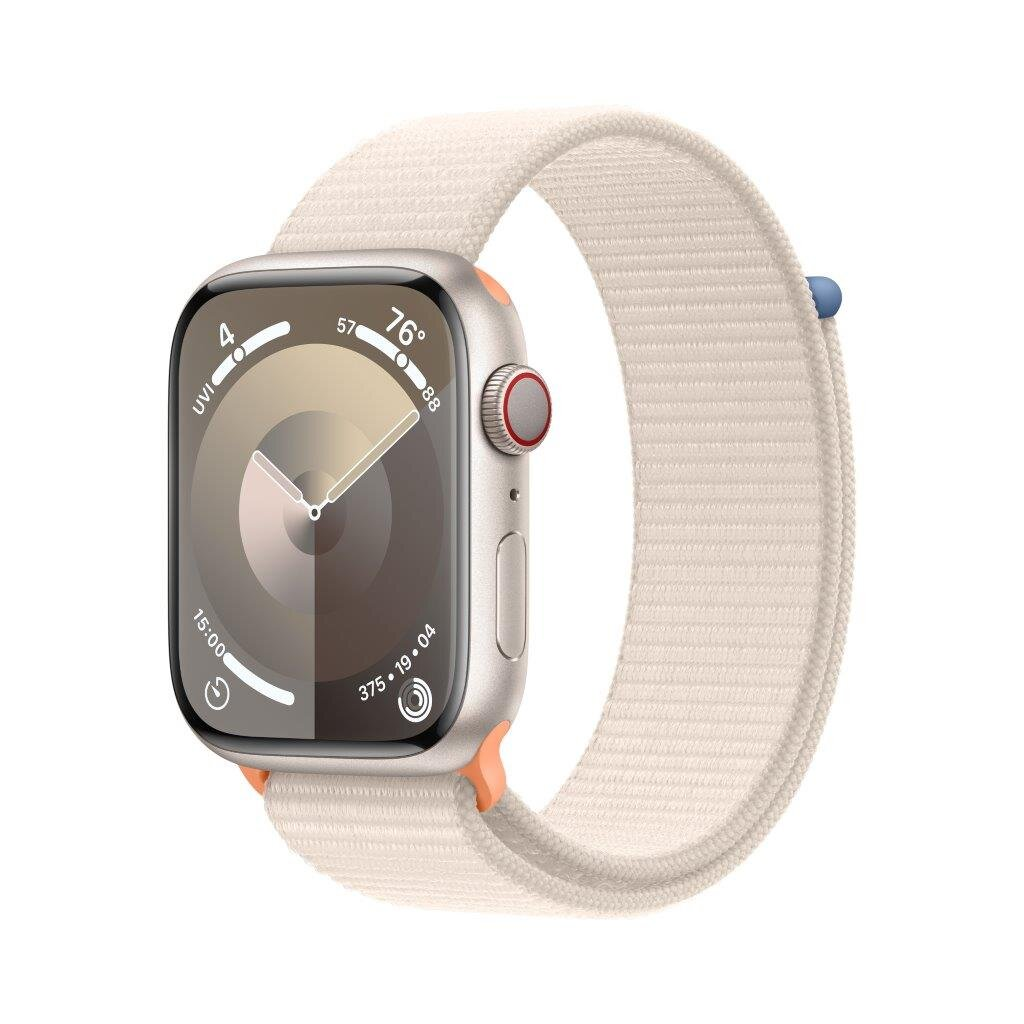 Smartwatch APPLE Watch Series 9 GPS + Cellular Koperta 45mm z aluminium w kolorze księżycowej poświaty z opaską sportową w kolorze księżycowej poświa
