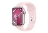 APPLE Watch Series 9 (GPS, alluminio) 45 mm - Smartwatch (M/L 160-210 mm, fluoroelastomero, rosa/rosa chiaro)