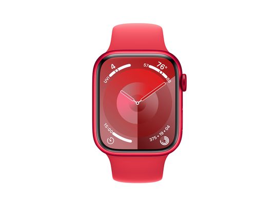 APPLE Watch Series 9 (GPS + Cellular, Alu) 45 mm - Smartwatch (M/L 160-210 mm, Fluorelastomer, (PRODUCT)RED/(PRODUCT)RED)