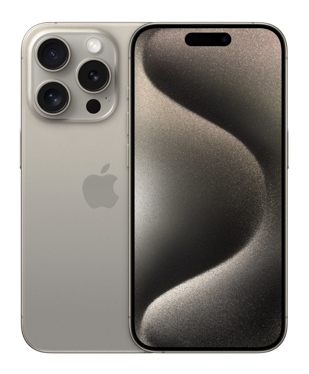 Srebrny iPhone z trzema aparatami z tyłu i ekranem z przodu.