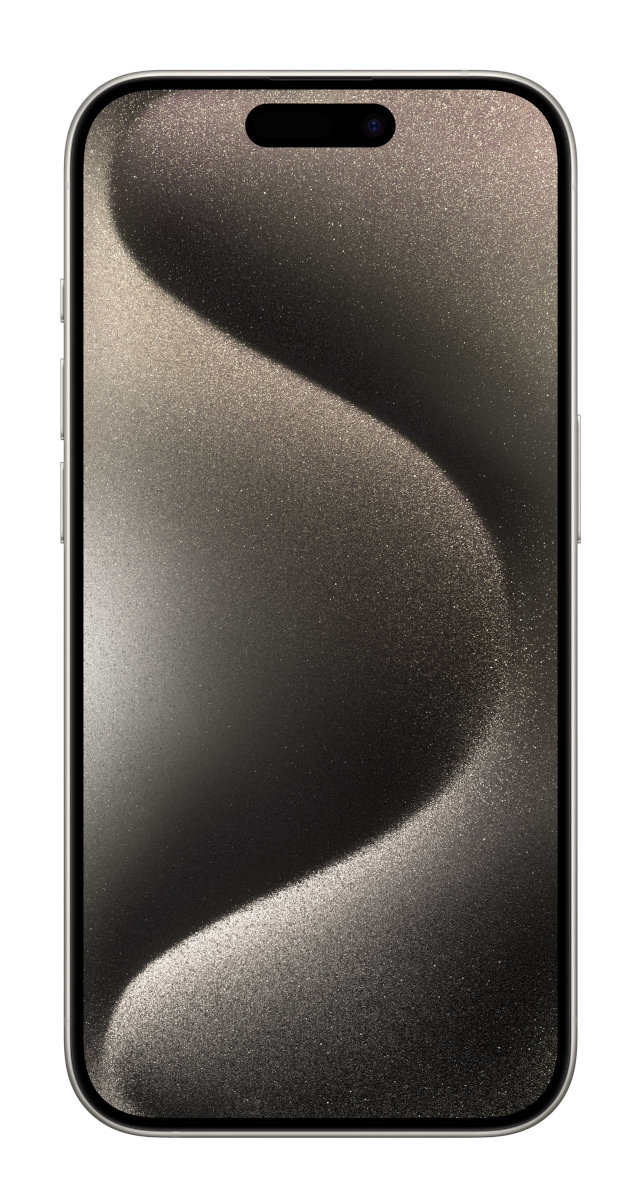 Smartfon z ekranem wyświetlającym teksturowany, czarno-biały wzór.