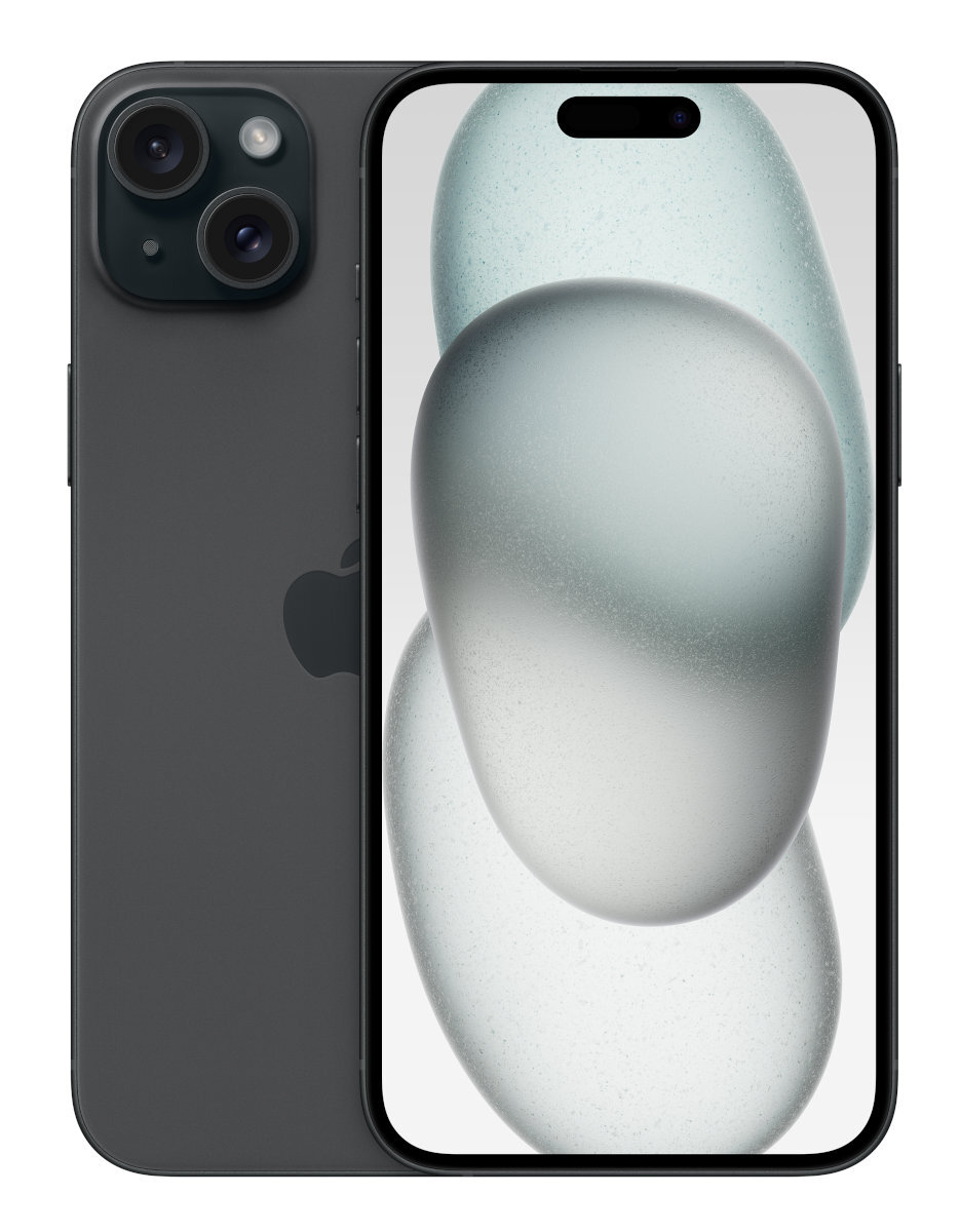 Ciemnoszary iPhone z trzema tylnymi aparatami i dużym ekranem wyświetlającym płynny design.