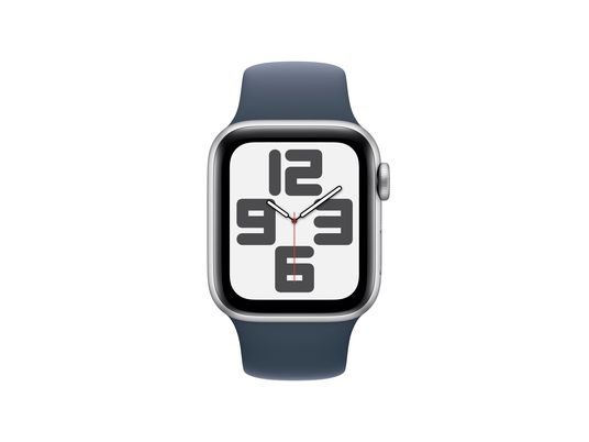 APPLE Watch SE (GPS) 40 mm - Smartwatch (S/M 130-180 mm, Fluorelastomer, Silber/Sturmblau)