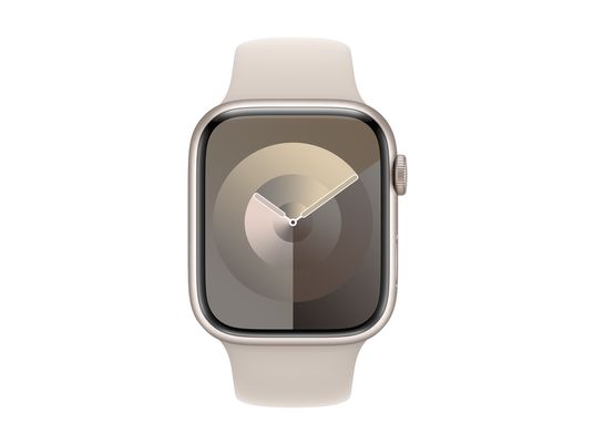 APPLE Watch Series 9 (GPS + Cellular, alluminio) 45 mm - Smartwatch (M/L 160-210 mm, Fluoroelastomero, Galassia/Galaxy)