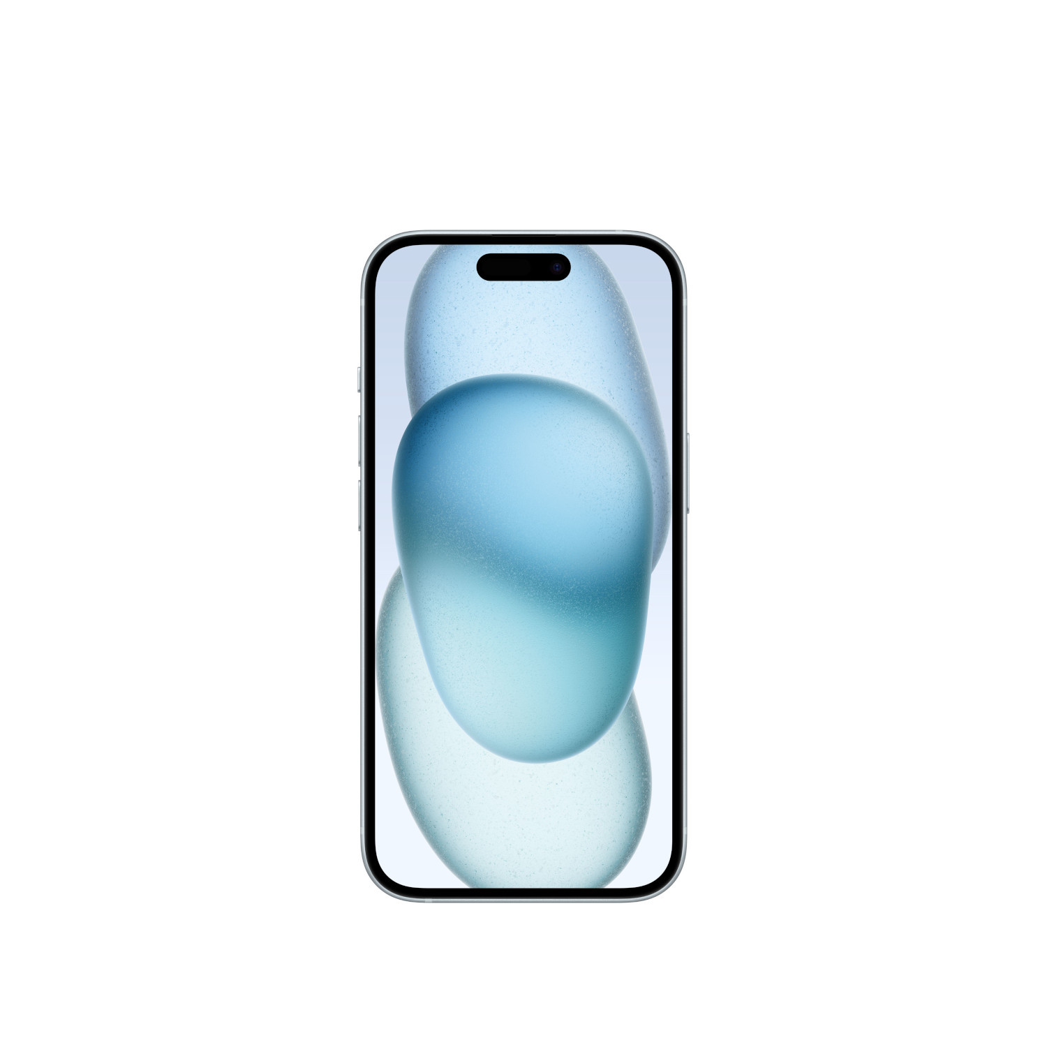iPhone met een scherm dat een abstract blauw-wit ontwerp weergeeft.