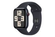 APPLE Watch SE (GPS + Cellular) 44 mm - Smartwatch (M/L 160-210 mm, Fluoroélastomère, Minuit/Minuit)