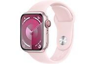 APPLE Watch Series 9 (GPS + Cellular, alluminio) 41 mm - Smartwatch (S/M 130-180 mm, Fluoroelastomero, Rosé/rosa chiaro)