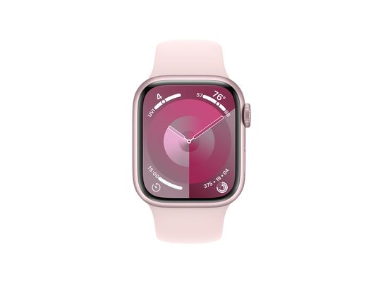 APPLE Watch Series 9 (GPS + Cellular, Alu) 41 mm - Smartwatch (M/L 150-200 mm, Fluorelastomer, Rosé/Hellrosa)