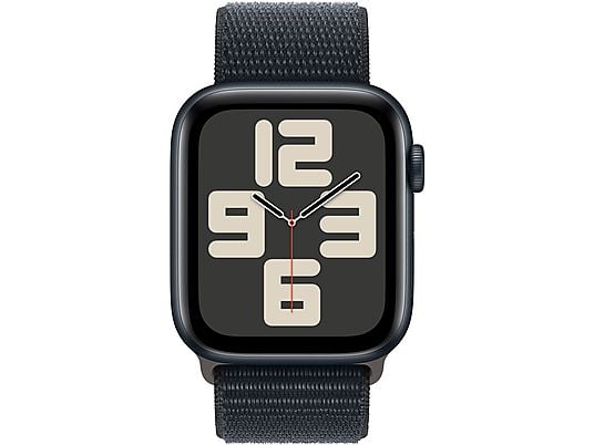 APPLE Watch SE (GPS) 44 mm - Smartwatch (Stufenlos verstellbar, Textil (Carbon Neutral), Mitternacht/Mitternacht)
