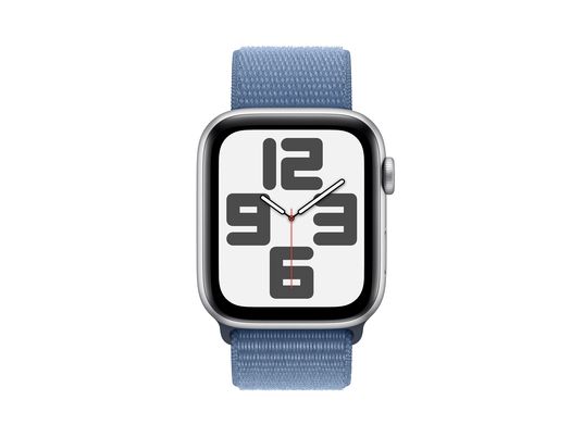 APPLE Watch SE (GPS) 44 mm - Smartwatch (Stufenlos verstellbar, Textil (Carbon Neutral), Silber/Winterblau)