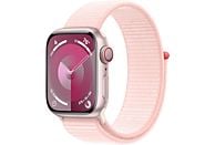 APPLE Watch Series 9 GPS + Cellular 41 mm Boîtier aluminium Pink, Bracelet Sport Loop Light Pink (MRJ13QF/A)