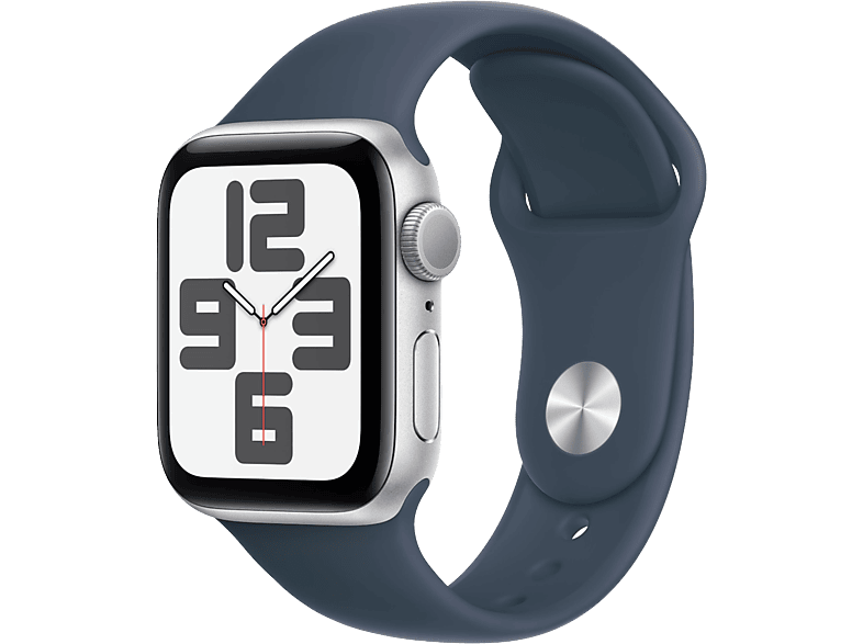 Apple Watch Se GPs 40 Mm Silver Aluminium Kast Storm Blue Sport Band - M/l (mre23qf/a)
