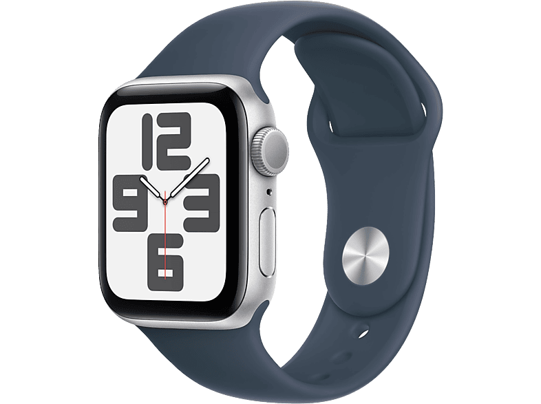 Apple Watch Se GPs 40 Mm Silver Aluminium Kast Storm Blue Sport Band - S/m (mre13qf/a)