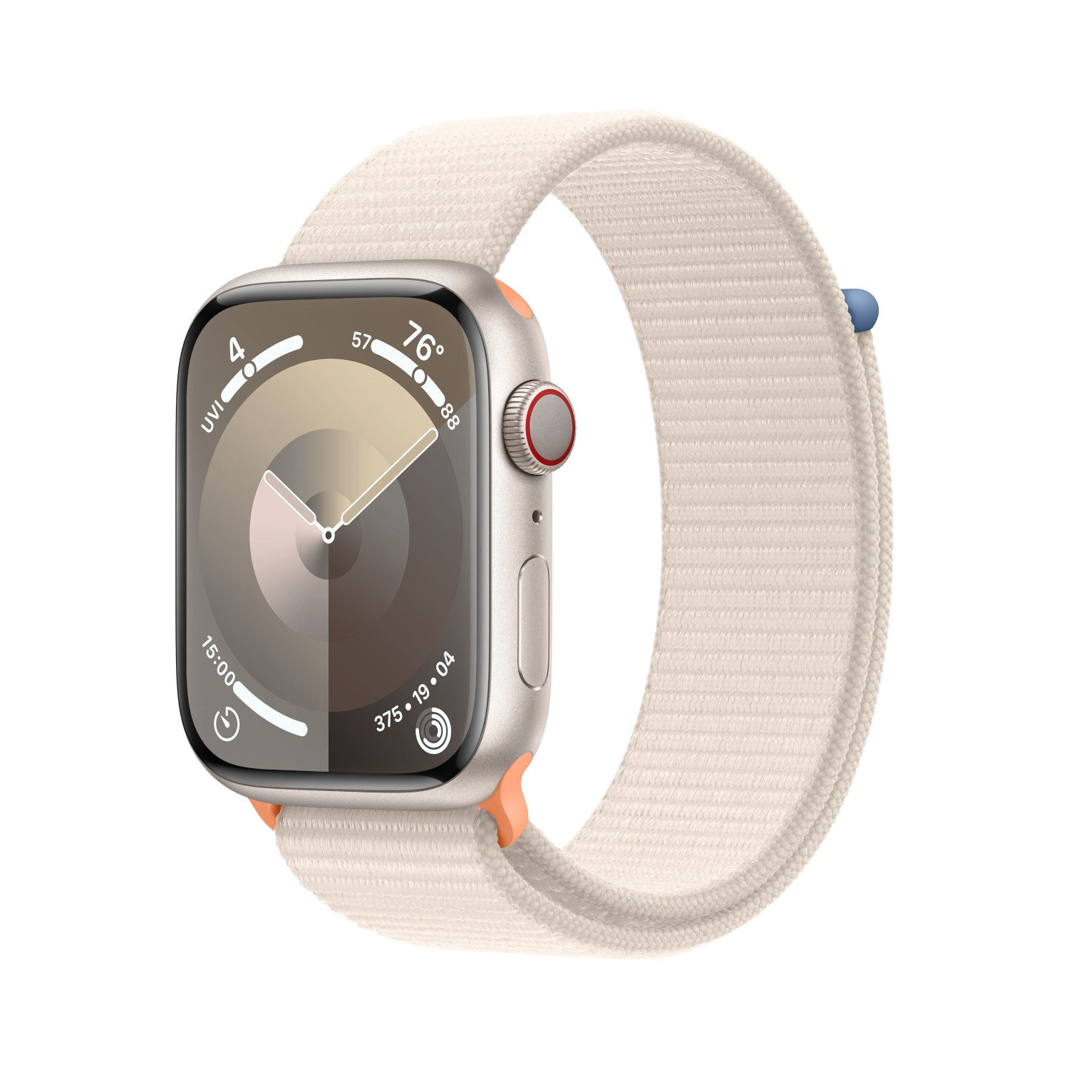 APPLE Watch Series 9 GPS + Cellular 45 mm Starlight Aluminium kast, Starlight Sport Loop (MRMA3QF/A)