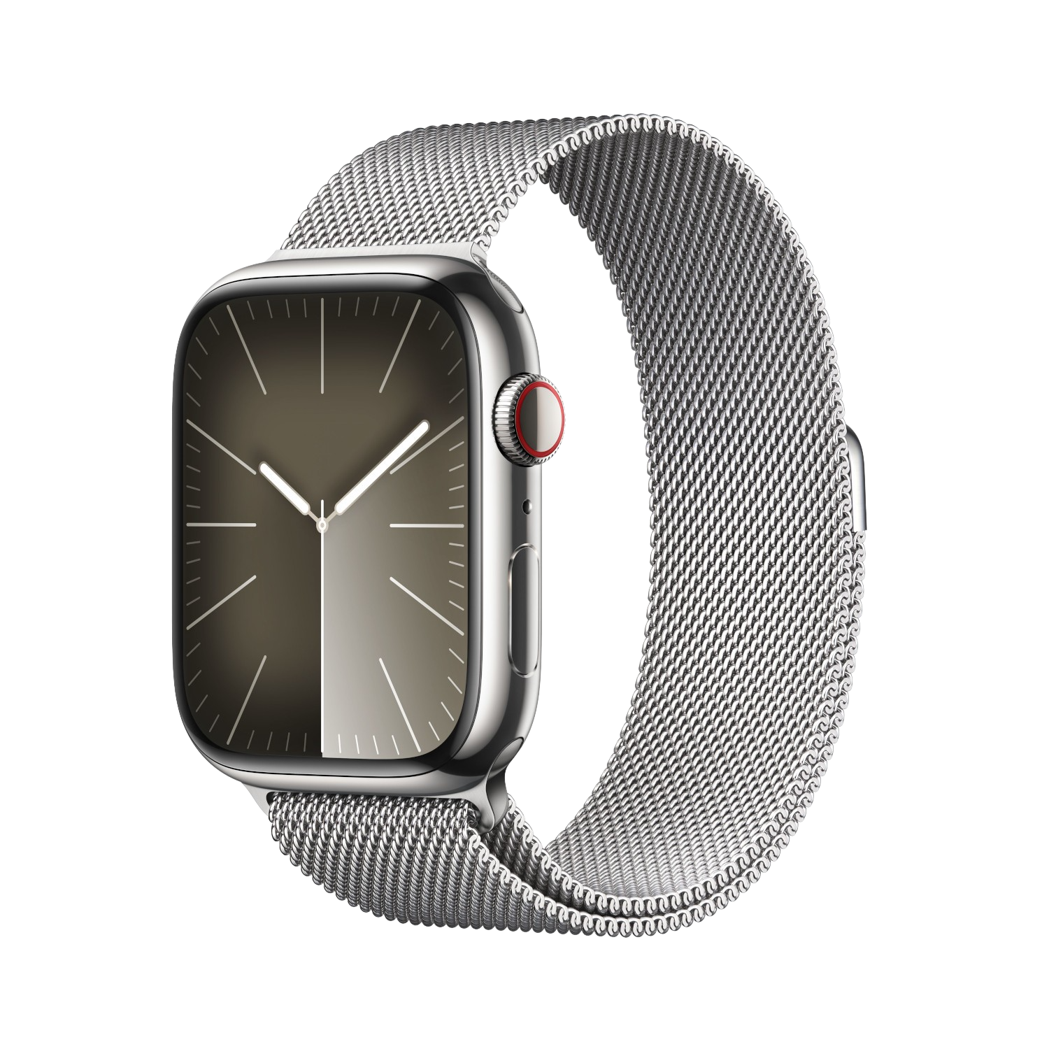 APPLE Watch Series 9 GPS + Cellular 45 mm Boîtier Stainless Steel Silver, Bracelet Milanese Loop Silver (MRMQ3QF/A)