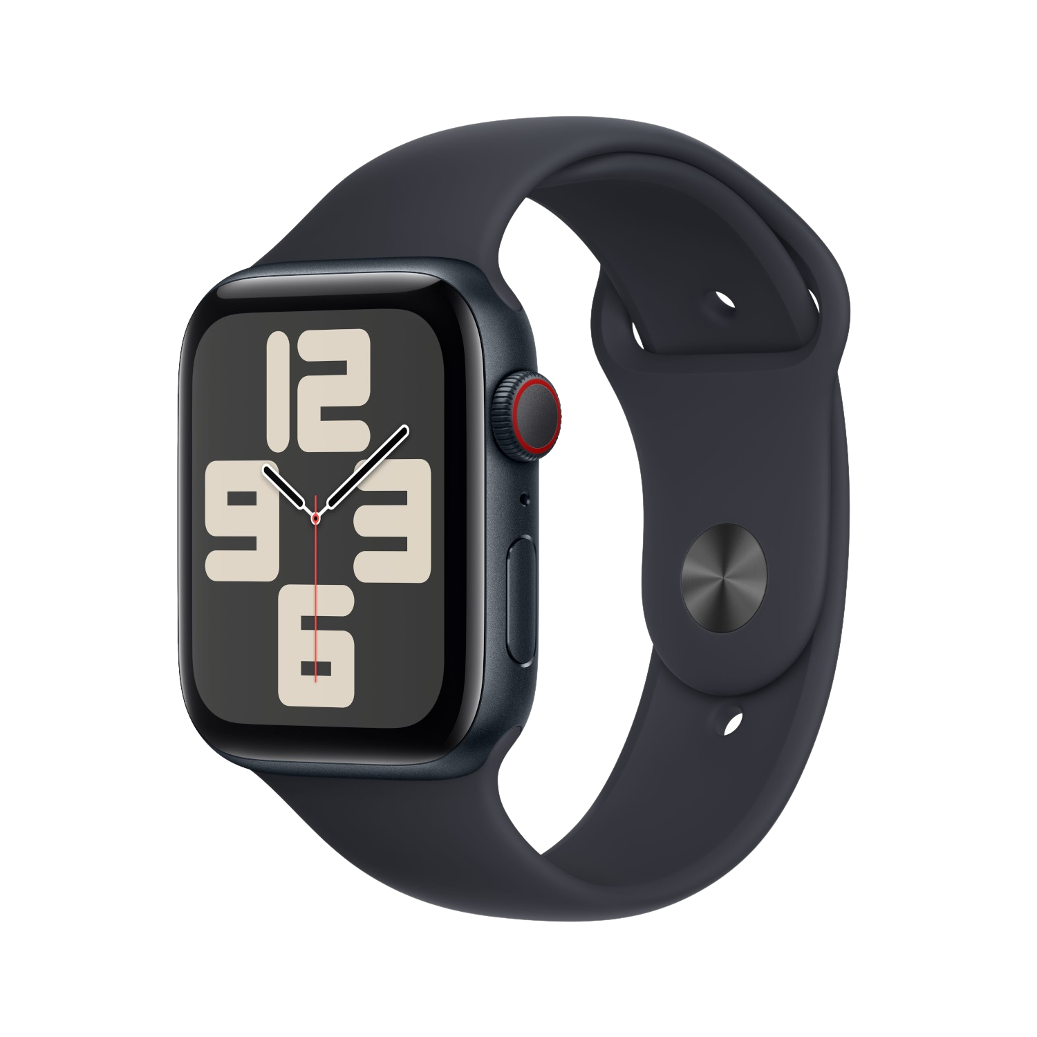 APPLE Watch SE GPS + Cellular 44 mm Boîtier aluminium Midnight, Bracelet Sport Band Midnight - S/M (MRH53QF/A)