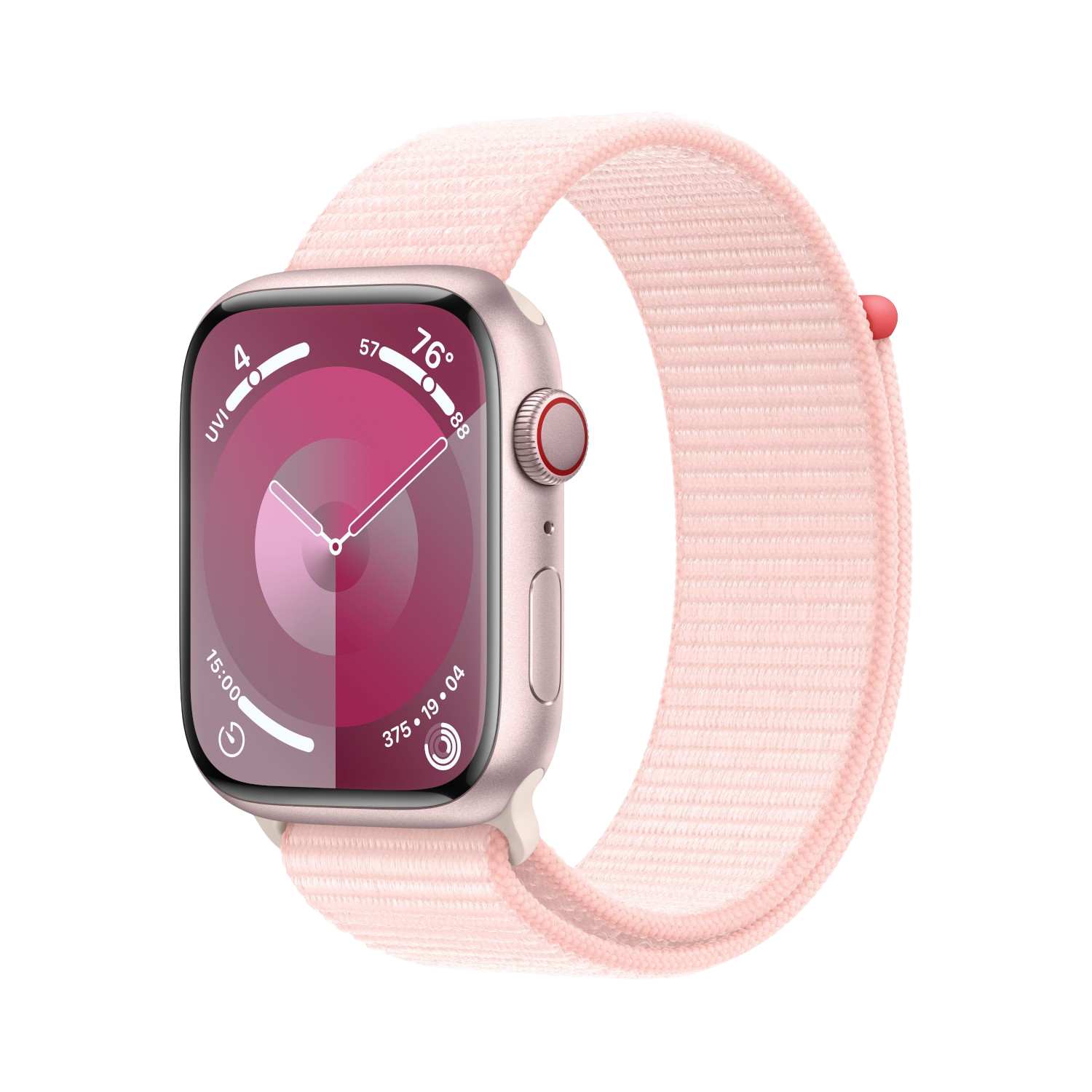 APPLE Watch Series 9 GPS + Cellular 45 mm Pink Aluminium kast, Light Pink Sport Loop (MRMK3QF/A)
