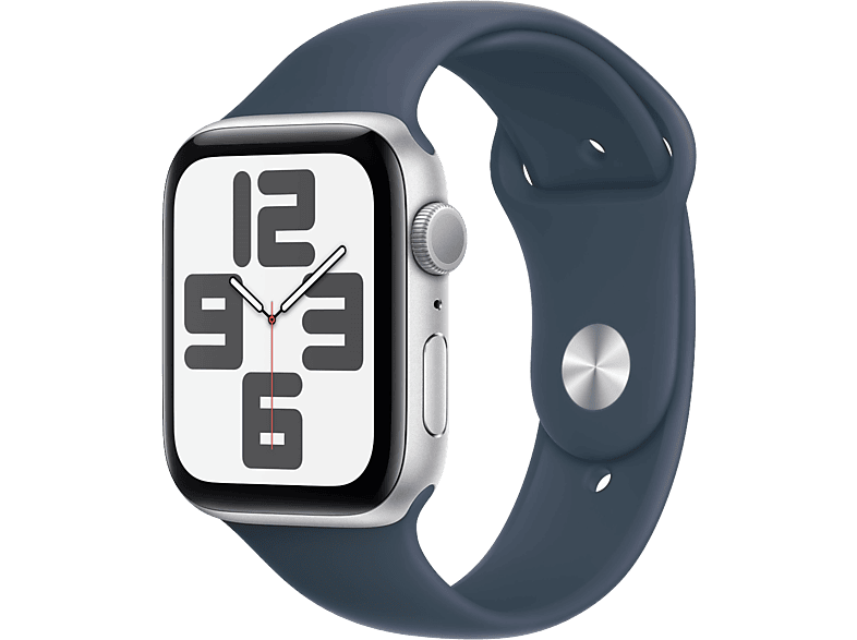 Apple Watch Se GPs 44 Mm Silver Aluminium Kast Storm Blue Sport Band - M/l (mree3qf/a)