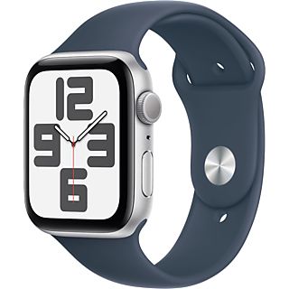 APPLE Watch SE GPS 44 mm Boîtier aluminium Silver, Bracelet Sport Band Storm Blue - M/L (MREE3QF/A)