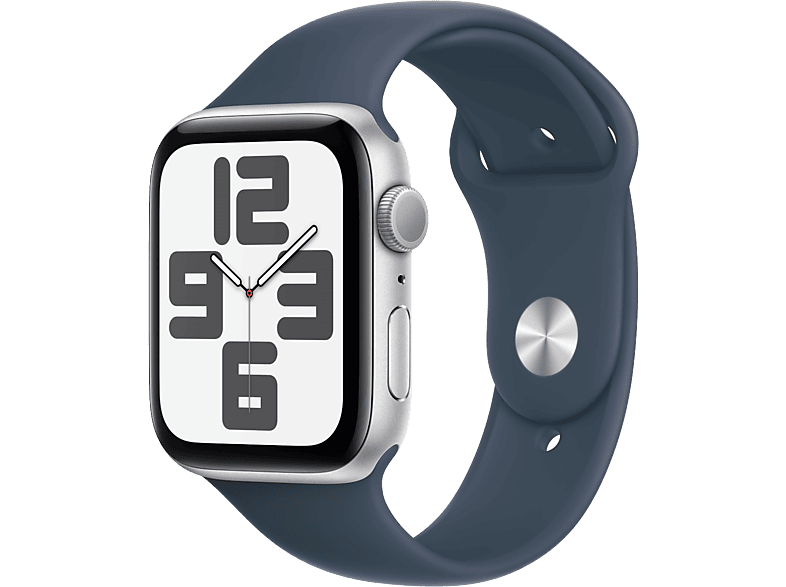 Apple Watch Se GPs 44 Mm Silver Aluminium Kast Storm Blue Sport Band - S/m (mrec3qf/a)