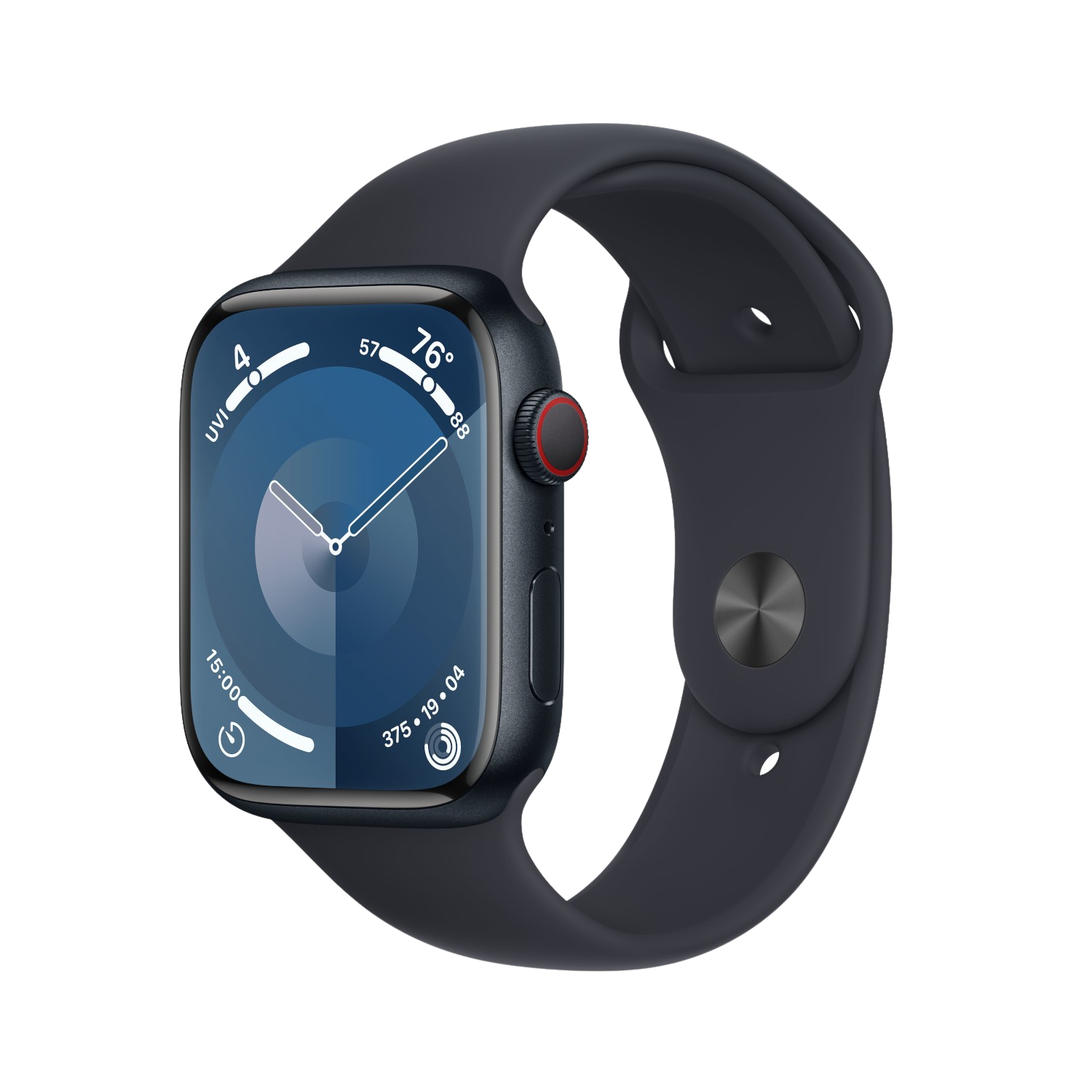 APPLE Watch Series 9 GPS + Cellular 45 mm Midnight Aluminium kast, Midnight Sport Band - S/M (MRMC3QF/A)