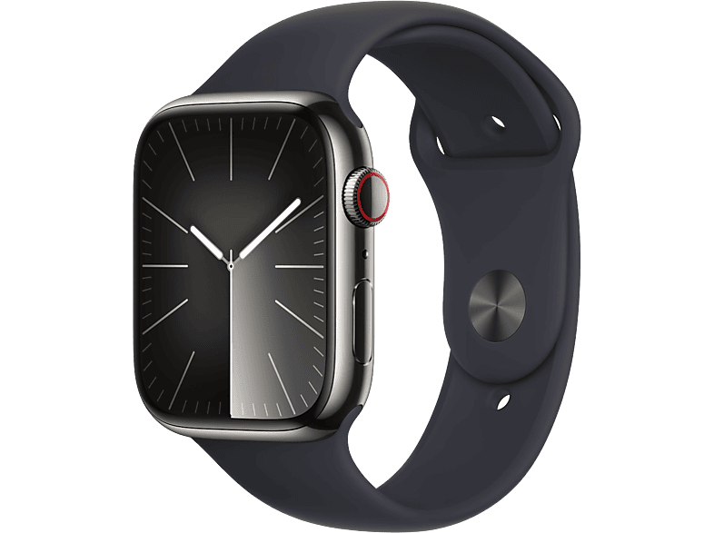 Apple Watch Series 9 GPs + Cellular 45 Mm Graphite Stainless Steel Kast Midnight Sport Band - M/l (mrmw3qf/a)