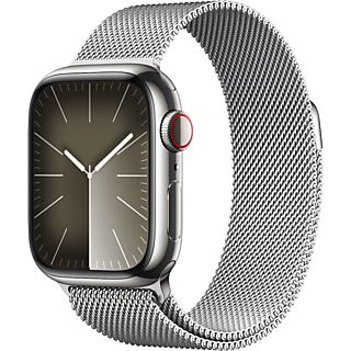 APPLE Watch Series 9 GPS + Cellular 41 mm Silver Stainless Steel kast, Silver Milanese Loop (MRJ43QF/A)