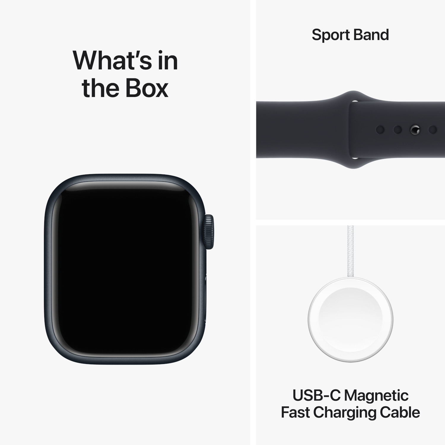 APPLE Watch Series 9 GPS 41mm Boîtier aluminium Midnight, Bracelet Sport Midnight - M/L (MR8X3QF/A)