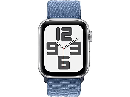 APPLE Watch SE (GPS + Cellular) 40 mm - Smartwatch (Stufenlos verstellbar, Textil (Carbon Neutral), Silber/Winterblau)