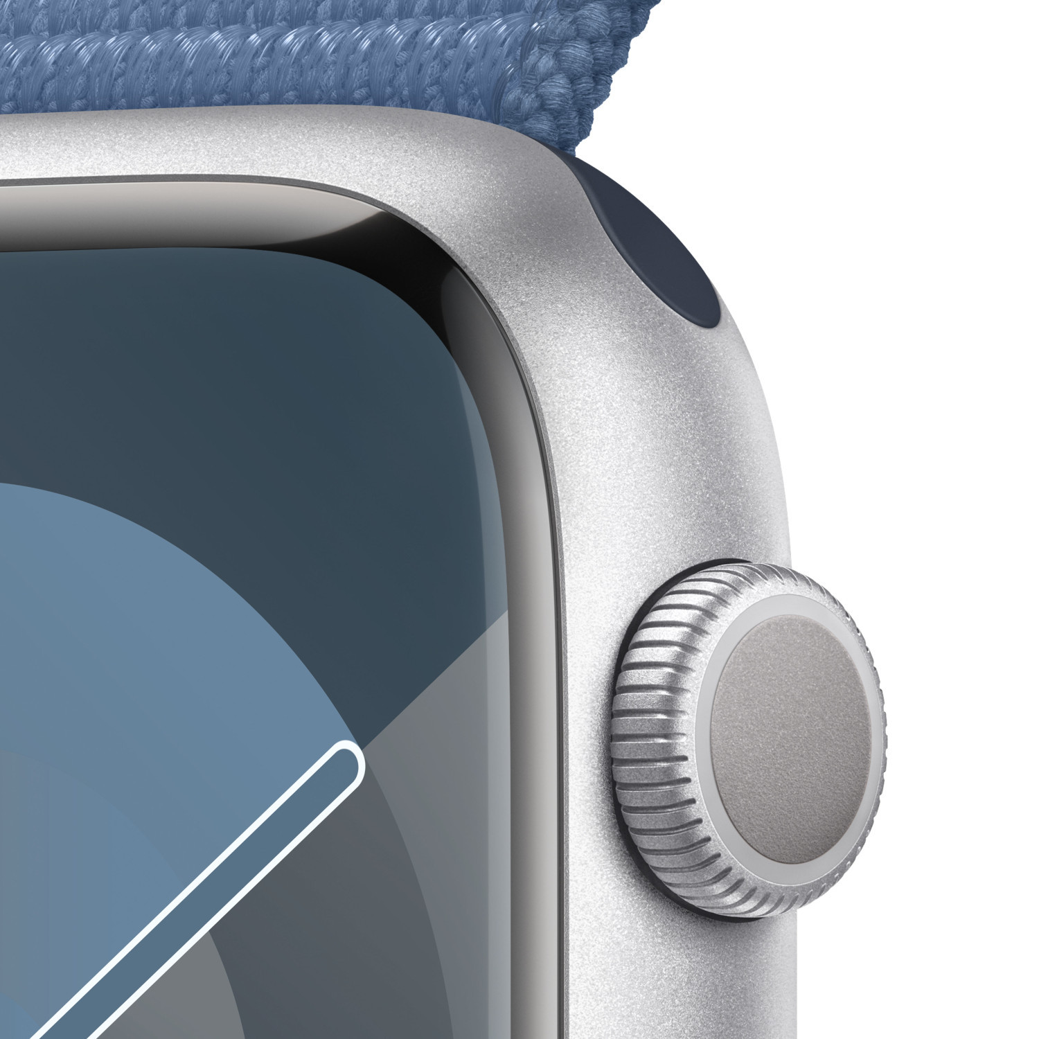 APPLE Watch Series 9 GPS 45mm Boîtier aluminium Silver, Bracelet Sport Loop Winter Blue (MR9F3QF/A)
