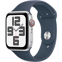 MediaMarkt APPLE Watch SE GPS + Cellular 44 mm Zilver Aluminium Case/Stormblauw Sport Band - S/M aanbieding