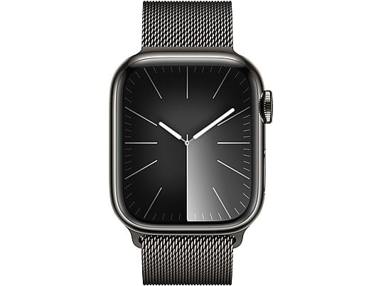 APPLE Watch Series 9 (GPS + Cellular, acciaio inossidabile) 41 mm - Smartwatch (regolazione in continuo, acciaio inossidabile, grafite/grafite)