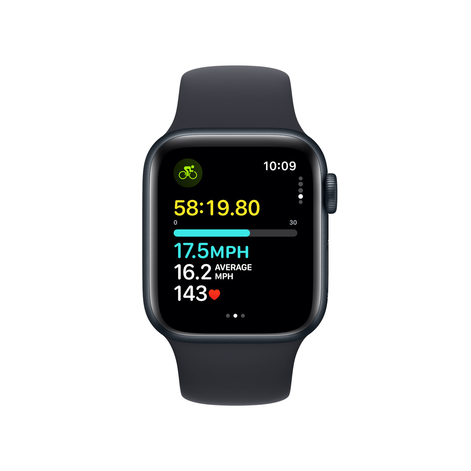 APPLE Watch SE GPS + Cellular 40 mm Boîtier aluminium Midnight, Bracelet Sport Band Midnight - M/L (MRGA3QF/A)