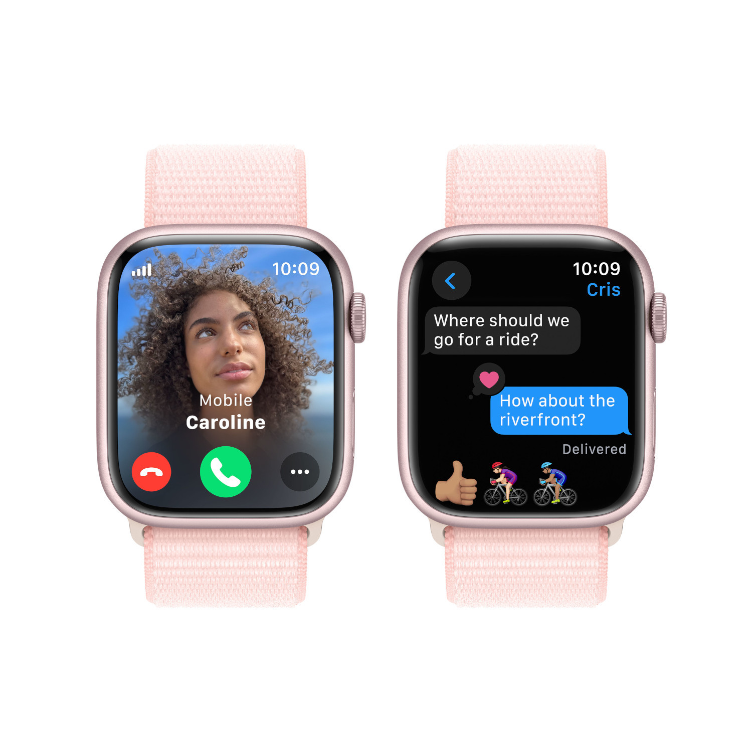 APPLE Watch Series 9 GPS + Cellular 45 mm Pink Aluminium kast, Light Pink Sport Loop (MRMK3QF/A)