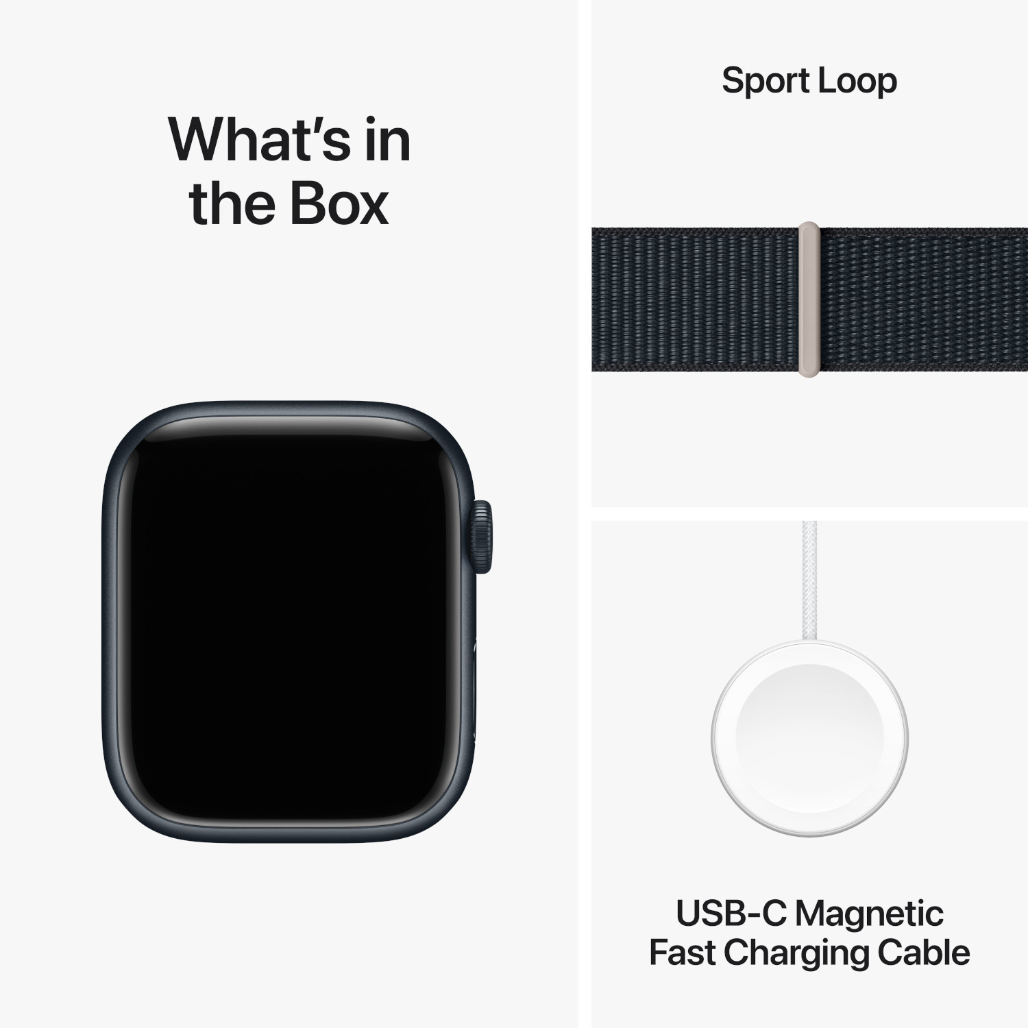 APPLE Watch Series 9 GPS + Cellular 45 mm Midnight Aluminium kast, Midnight Sport Loop (MRMF3QF/A)