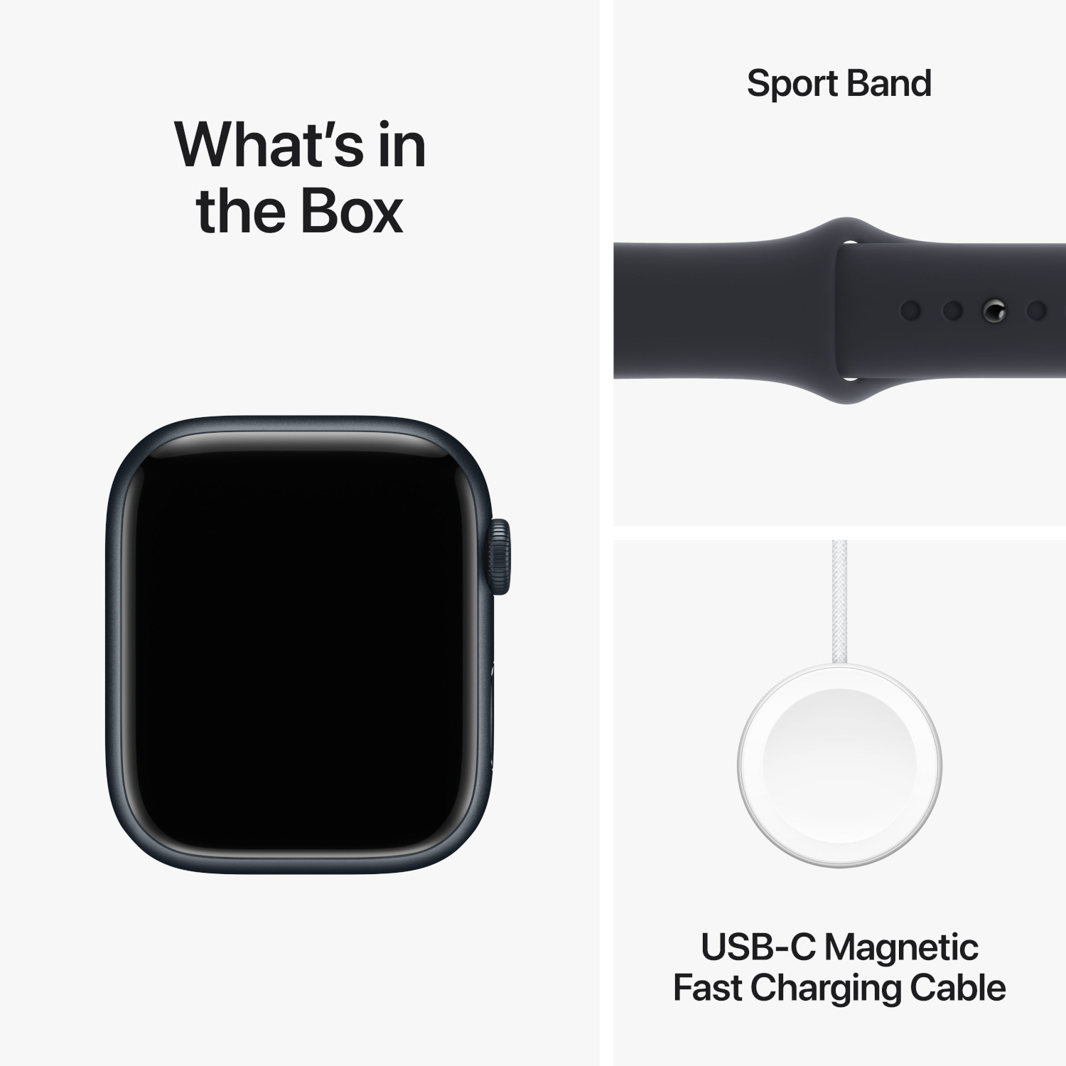 APPLE Watch Series 9 GPS + Cellular 45 mm Midnight Aluminium kast, Midnight Sport Band - S/M (MRMC3QF/A)