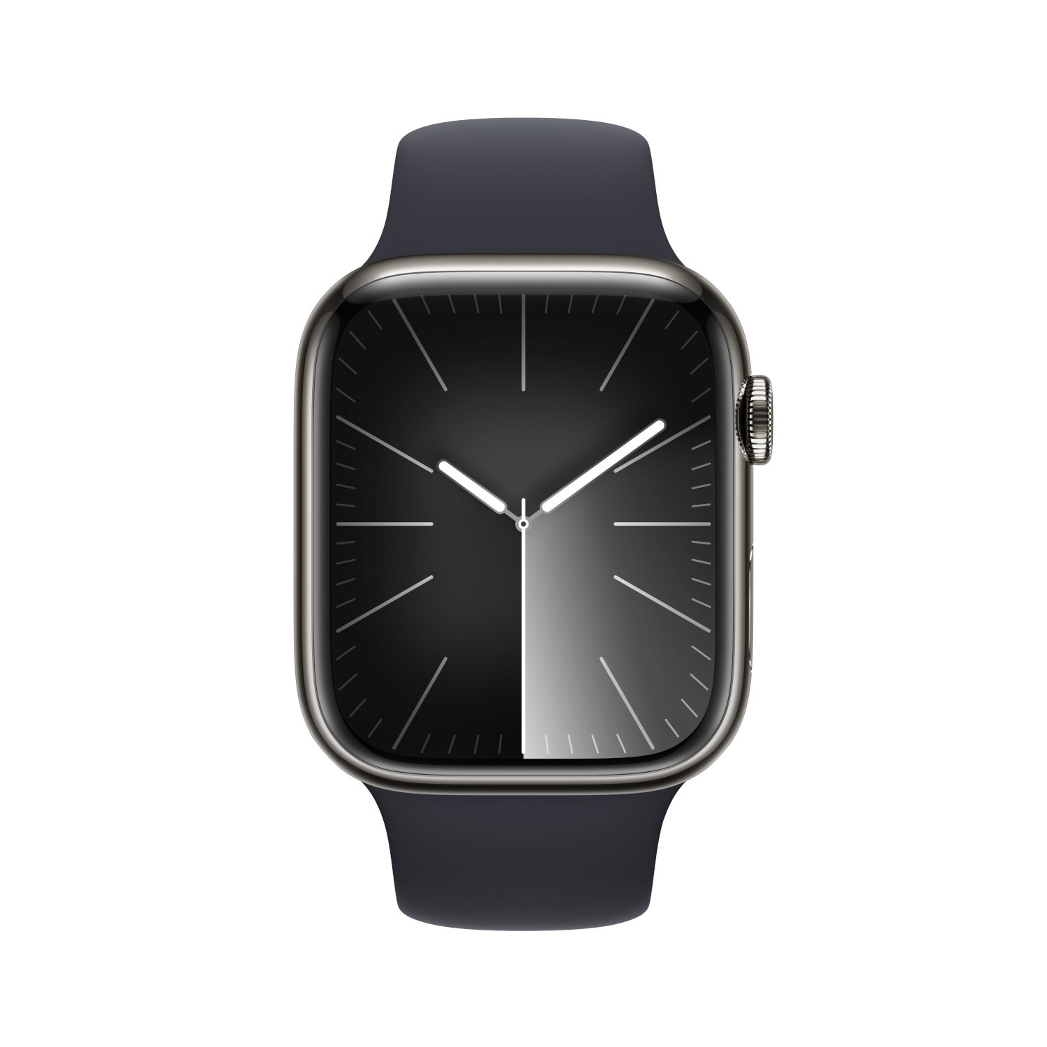 APPLE Watch Series 9 GPS + Cellular 45 mm Boîtier Stainless Steel Graphite, Bracelet Sport Band Midnight - S/M (MRMV3QF/A)
