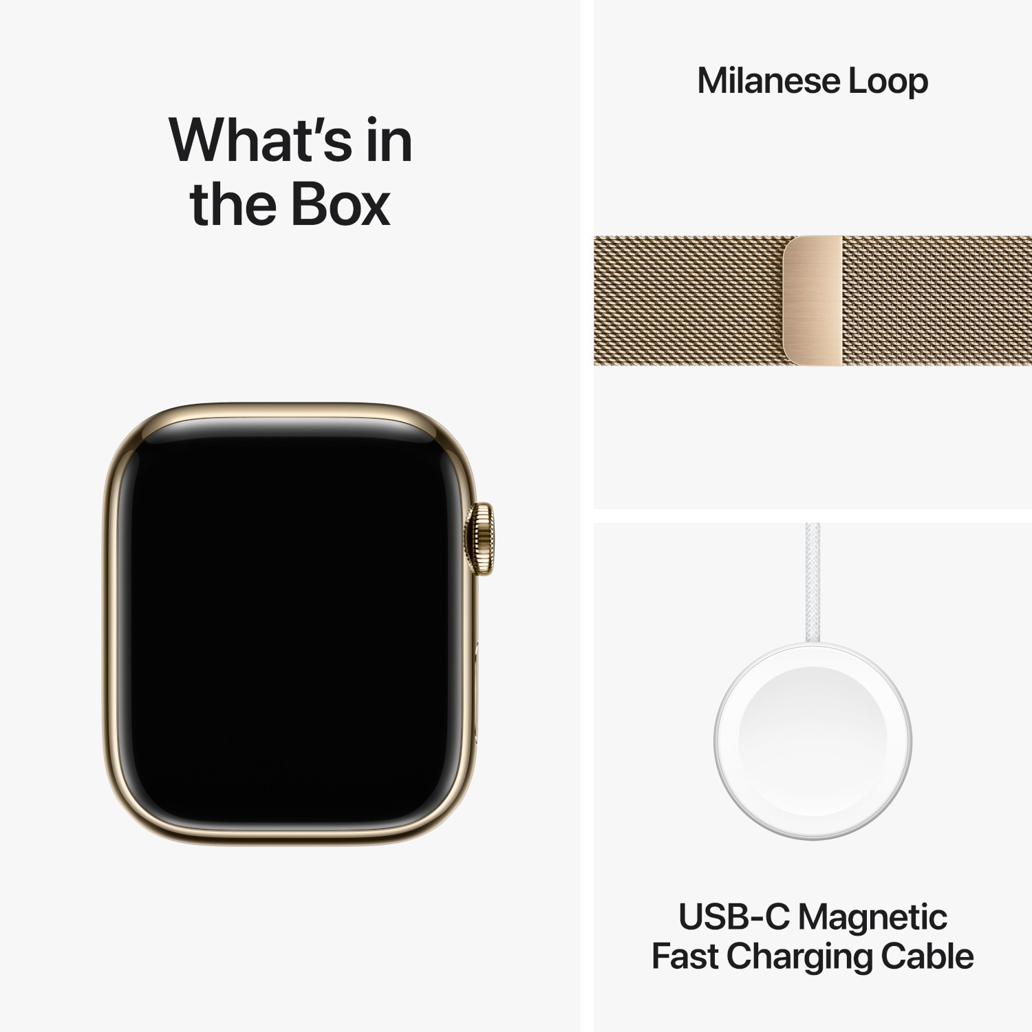 APPLE Watch Series 9 GPS + Cellular 45 mm Gold Stainless Steel kast, Gold Milanese Loop (MRMU3QF/A)