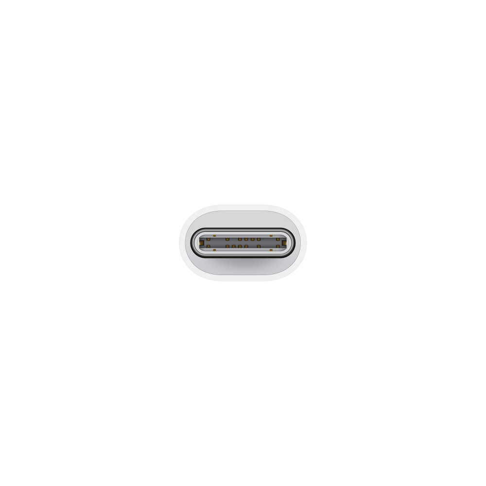Primer plano del puerto USB-C sobre fondo blanco.