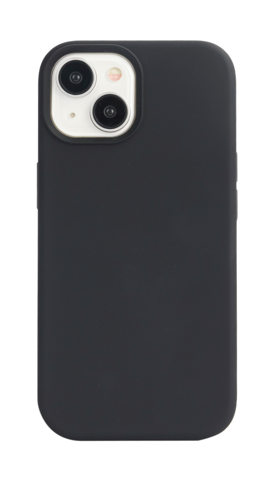 Una funda de teléfono negra con dos lentes de cámara y una unidad de flash.