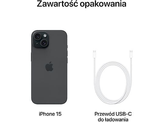 Smartfon APPLE iPhone 15 256GB Czarny MTP63PX/A
