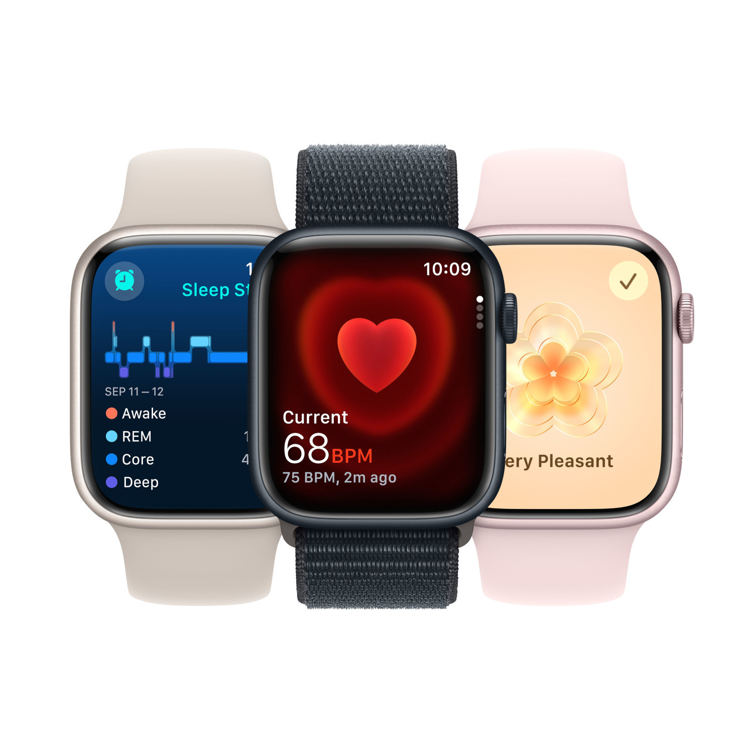 APPLE Watch Series 9 GPS + Cellular 41 mm Graphite Stainless Steel kast, Midnight Sport Band - M/L (MRJ93QF/A)