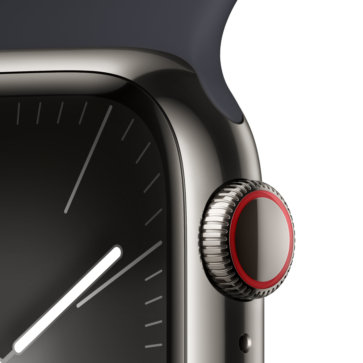 APPLE Watch Series 9 GPS + Cellular 41 mm Boîtier Stainless Steel Graphite, Bracelet Sport Band Midnight - S/M (MRJ83QF/A)