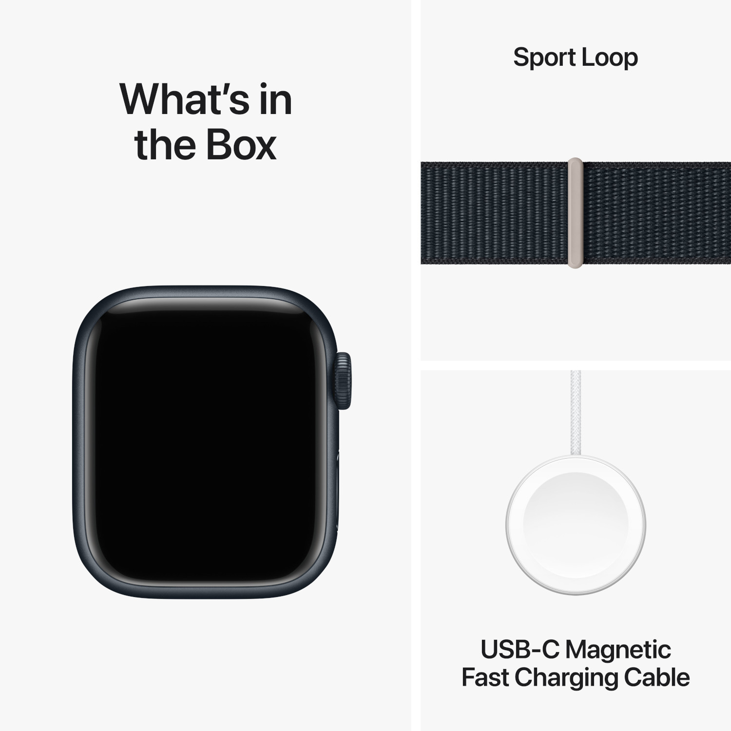 APPLE Watch Series 9 GPS + Cellular 41 mm Boîtier aluminium Midnight, Bracelet Sport Loop Midnight (MRHU3QF/A)