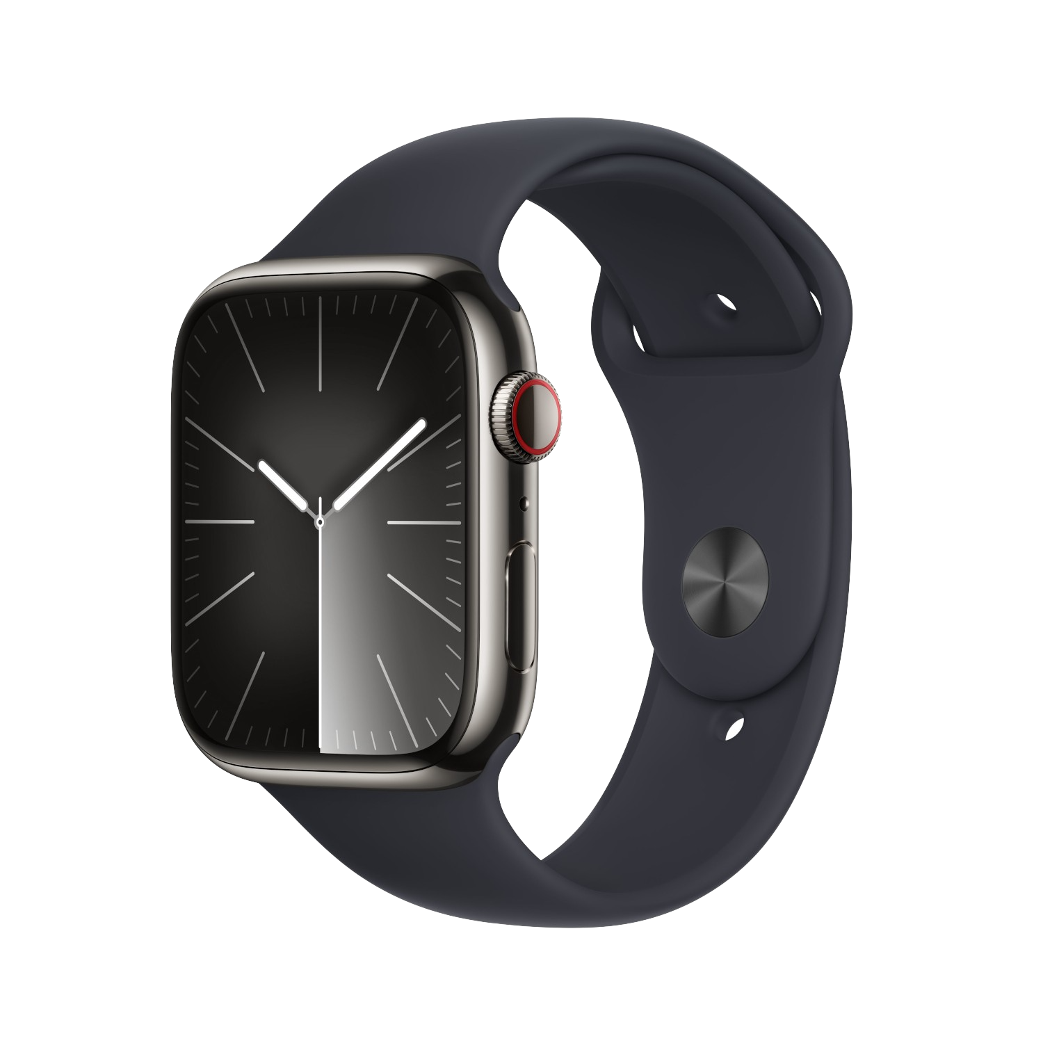 Apple Watch Series 9 Cellular 45 Mm Grafiet Roestvrijstalen Case/middernacht Sport Band - S/m