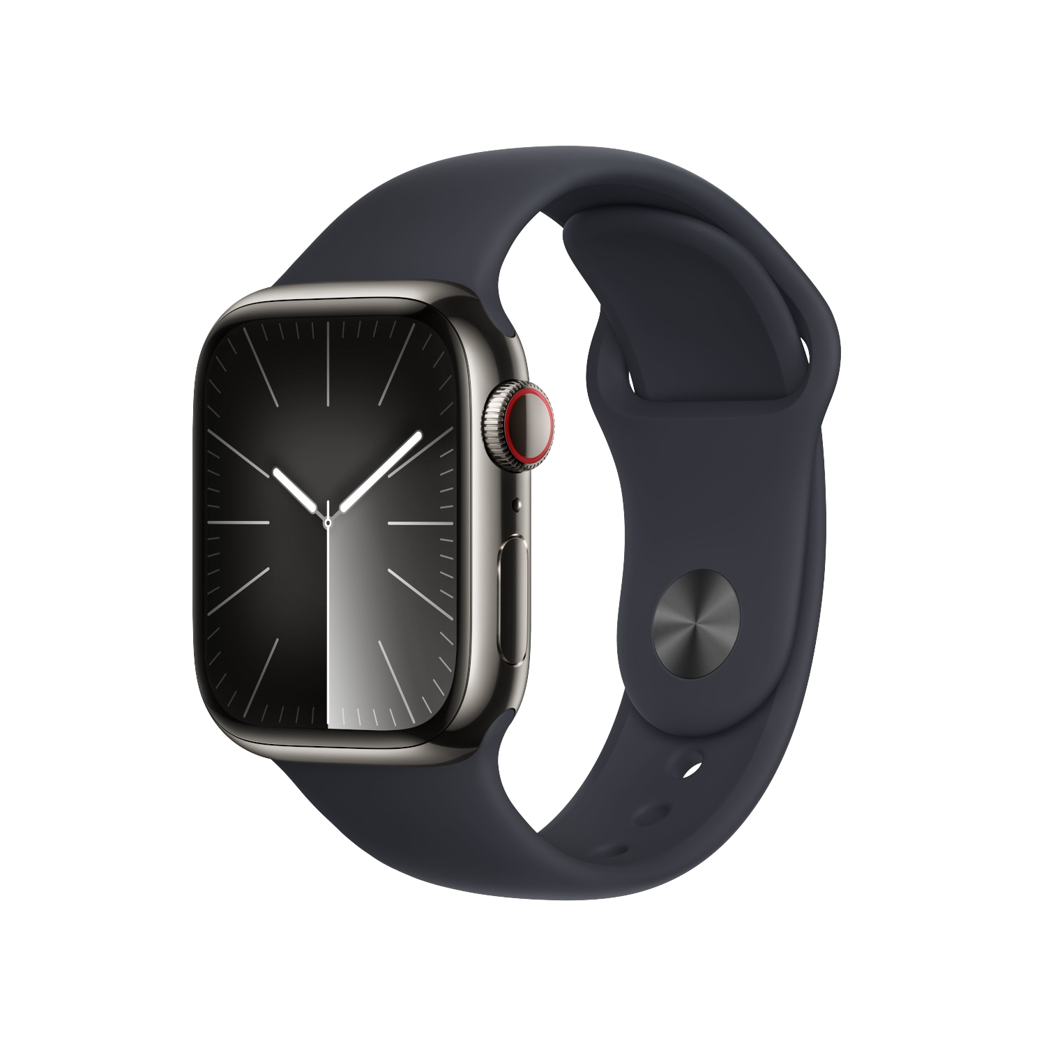 Apple Watch Series 9 - GPS + Cellular - 41mm - Graphite Stainless Steel Case with Midnight Sport Band - M/L